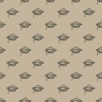 Graduate hat engraved seamless pattern. Vintage element education in hand drawn style. Sketch texture for fabric, wallpaper, textile, print, title, wrapping paper. Vector illustration.