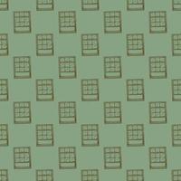 Opened window engraved seamless pattern. Vintage element inside wall in hand drawn style. Sketch texture for fabric, wallpaper, textile, print, title, wrapping paper. Vector illustration.