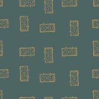Chess clock engraved seamless pattern. Retro watch for chess game in hand drawn style. Sketch texture for fabric, wallpaper, textile, print, title, wrapping paper. Vector illustration.