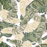 Tropical banana leaf seamless pattern. Jungle leaves background. Repeated engraving exotic design texture for printing,fabric, wrapping paper, fashion, wallpaper, tissue. Vector illustration.