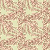 Tropical Monstera leaf seamless pattern. Jungle leaves background. Repeated exotic design texture for printing, fabric, wrapping paper, fashion, interior, wallpaper, tissue. Vector illustration.