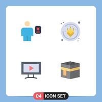 Group of 4 Modern Flat Icons Set for avatar screen human gluten hajj Editable Vector Design Elements