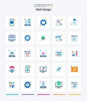 diseño web creativo 25 paquete de iconos planos como marca de verificación. buscar. diseño web. escanear. programación vector