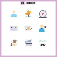 Universal Icon Symbols Group of 9 Modern Flat Colors of design payment compass money navigation Editable Vector Design Elements