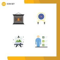 Mobile Interface Flat Icon Set of 4 Pictograms of fire board thanksgiving hiit arts Editable Vector Design Elements