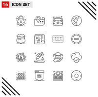 Universal Icon Symbols Group of 16 Modern Outlines of security sign first shield hair therapy Editable Vector Design Elements