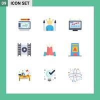 Set of 9 Modern UI Icons Symbols Signs for best movie winner media seo Editable Vector Design Elements