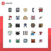 25 User Interface Filled line Flat Color Pack of modern Signs and Symbols of outline ambulance elementary phone answer Editable Vector Design Elements