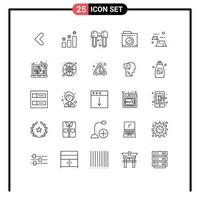 Modern Set of 25 Lines and symbols such as deforestation factory bathroom big think camera Editable Vector Design Elements