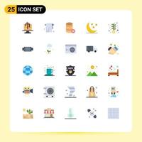 Editable Vector Line Pack of 25 Simple Flat Colors of investment weather database cloud add Editable Vector Design Elements
