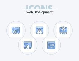 Web Development Blue Icon Pack 5 Icon Design. location. development. web. time. development vector