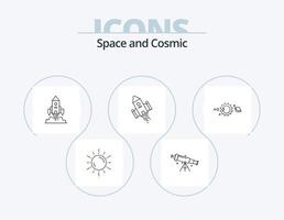 paquete de iconos de línea espacial 5 diseño de iconos. espacio. cohete. luna. espacio. nave espacial vector