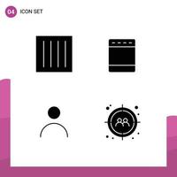 Group of 4 Modern Solid Glyphs Set for care personal dry gas profile Editable Vector Design Elements