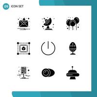 Pictogram Set of 9 Simple Solid Glyphs of boiled egg tumbler carnival switch web Editable Vector Design Elements