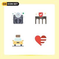 Modern Set of 4 Flat Icons and symbols such as machine car weight construction electric Editable Vector Design Elements