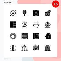 Pictogram Set of 16 Simple Solid Glyphs of layout shield browser security handbag Editable Vector Design Elements