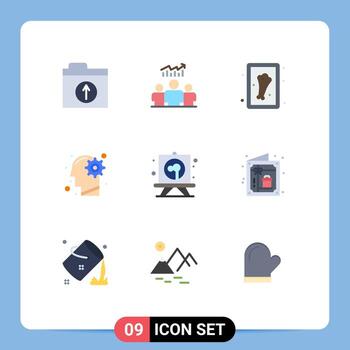 paquete de color plano de 9 símbolos universales de solución de jadeo idea de proceso de pollo elementos de diseño vectorial editables vector