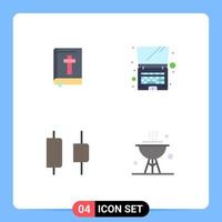 Set of 4 Modern UI Icons Symbols Signs for bible horizontal religion technology cook Editable Vector Design Elements