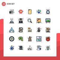 Universal Icon Symbols Group of 25 Modern Filled line Flat Colors of implementation development set camera mobile Editable Vector Design Elements