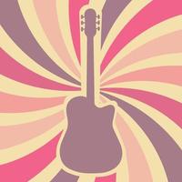 Icon, sticker in hippie style with guitar, waves. Retro style vector