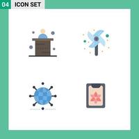 Stock Vector Icon Pack of 4 Line Signs and Symbols for desk network reception fan world Editable Vector Design Elements