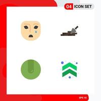 Set of 4 Commercial Flat Icons pack for emotion match sad building arrow Editable Vector Design Elements