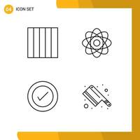 Group of 4 Modern Filledline Flat Colors Set for grid wireframe biochemistry layout kitchen Editable Vector Design Elements