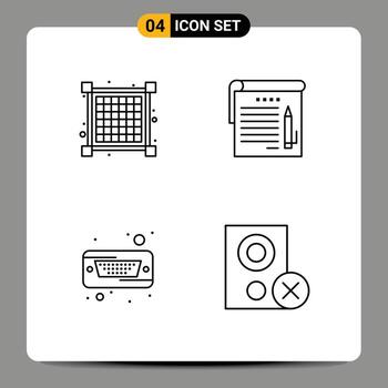 4 Universal Filledline Flat Colors Set for Web and Mobile Applications grid hard disk student education computers Editable Vector Design Elements