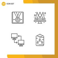 Pictogram Set of 4 Simple Filledline Flat Colors of award computer winner jewel mobile Editable Vector Design Elements