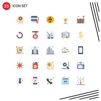 User Interface Pack of 25 Basic Flat Colors of basket reward guide prize award Editable Vector Design Elements