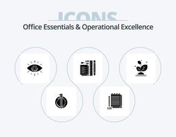 elementos esenciales de oficina y excelencia operativa glifo icono paquete 5 diseño de iconos. alfiler. lápiz. ojo. lápiz. vector