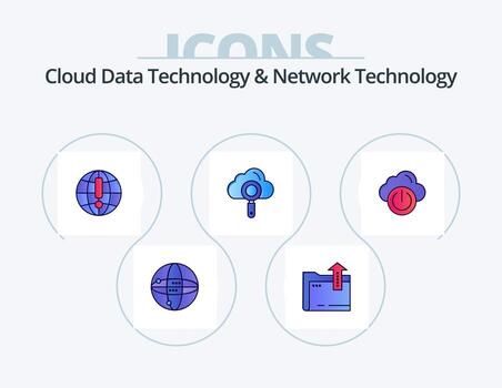 tecnología de datos en la nube y tecnología de red paquete de iconos llenos de línea 5 diseño de iconos. entorno. línea. carpeta. informática . entorno vector