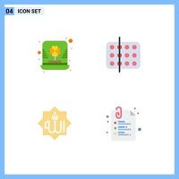 4 Universal Flat Icons Set for Web and Mobile Applications day sample leprechaun health islam Editable Vector Design Elements