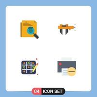 conjunto de 4 paquetes de iconos planos comerciales para escala de página búsqueda de página medir pasatiempos elementos de diseño vectorial editables vector