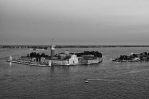 venice aerial view in black and white photo