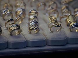 gold jewels in ponte vecchio florence shops photo