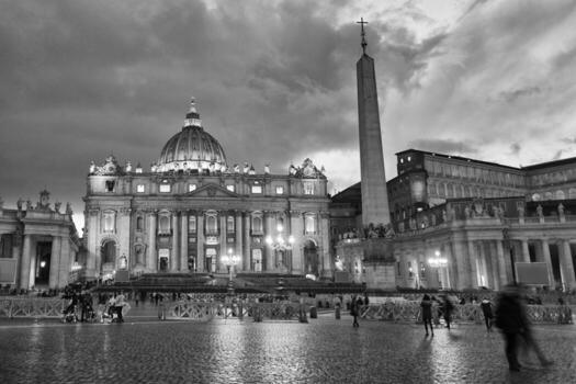 roma vaticano lugar catedral de san pedro en blanco y negro foto