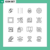 Outline Pack of 16 Universal Symbols of fire layout easter egg options control Editable Vector Design Elements