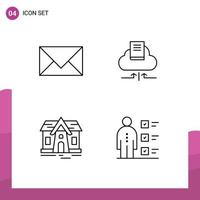 User Interface Pack of 4 Basic Filledline Flat Colors of communication building email arrow real estate Editable Vector Design Elements