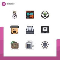 9 Creative Icons Modern Signs and Symbols of office archive drawer day archive box Editable Vector Design Elements