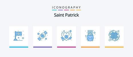 Paquete de íconos Saint Patrick Blue 5 que incluye nudo celta. Patricio. festival. suerte. fortuna. diseño de iconos creativos vector