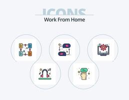 Work From Home Line Filled Icon Pack 5 Icon Design. home work. home. communication. computer. online vector