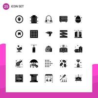 Modern Set of 25 Solid Glyphs and symbols such as easter london headphone double bus Editable Vector Design Elements