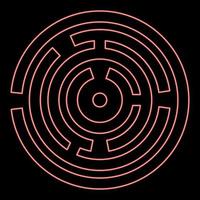 Neon round labyrinth Circle maze red color vector illustration image flat style