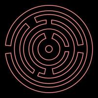 Neon round labyrinth Circle maze red color vector illustration image flat style