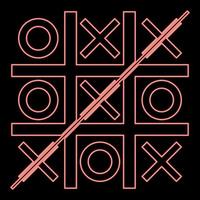 Neon tic tac toe red color vector illustration image flat style