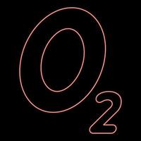 Neon oxygen chemical formula O2 Air red color vector illustration image flat style