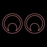 Neon eyes Look concept Two pairs eye View red color vector illustration image flat style