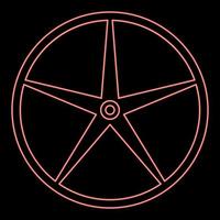Neon sheave Pulley for engine washing machine Crosshead red color vector illustration image flat style