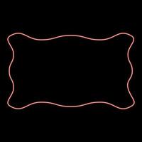 Neon rectangular banner layout wave shape frame application poster Blank mockup Empty template red color vector illustration image flat style